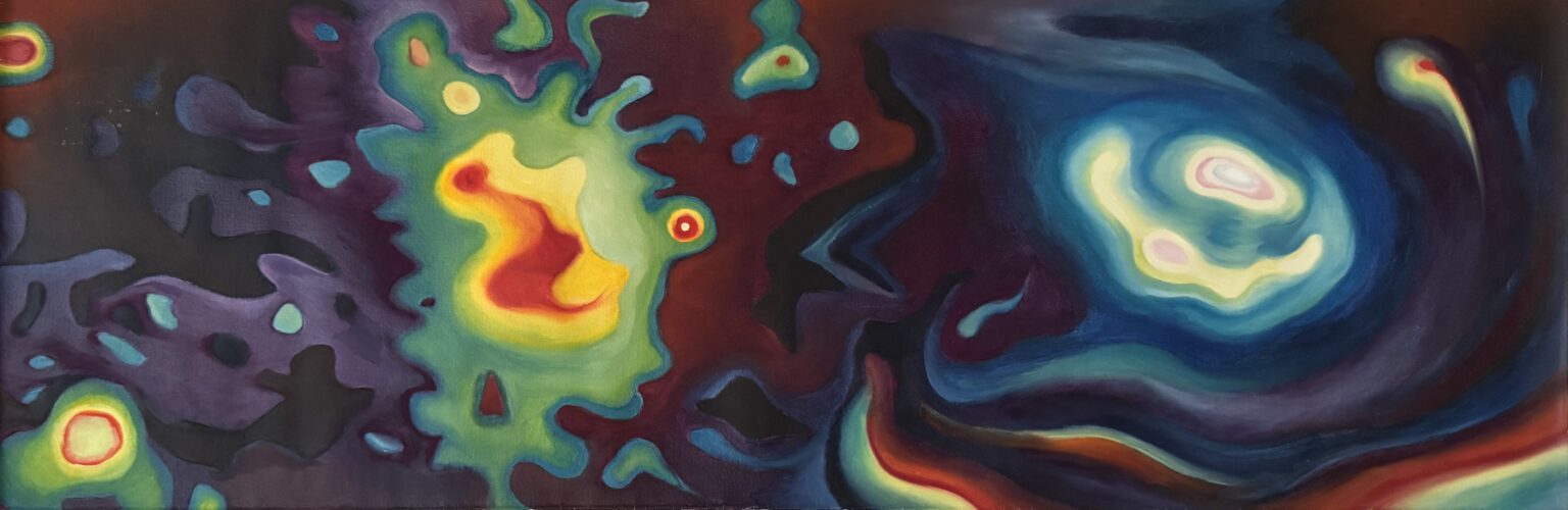 Amoeba in Space<br/>
Oil - 35.5" x 12"