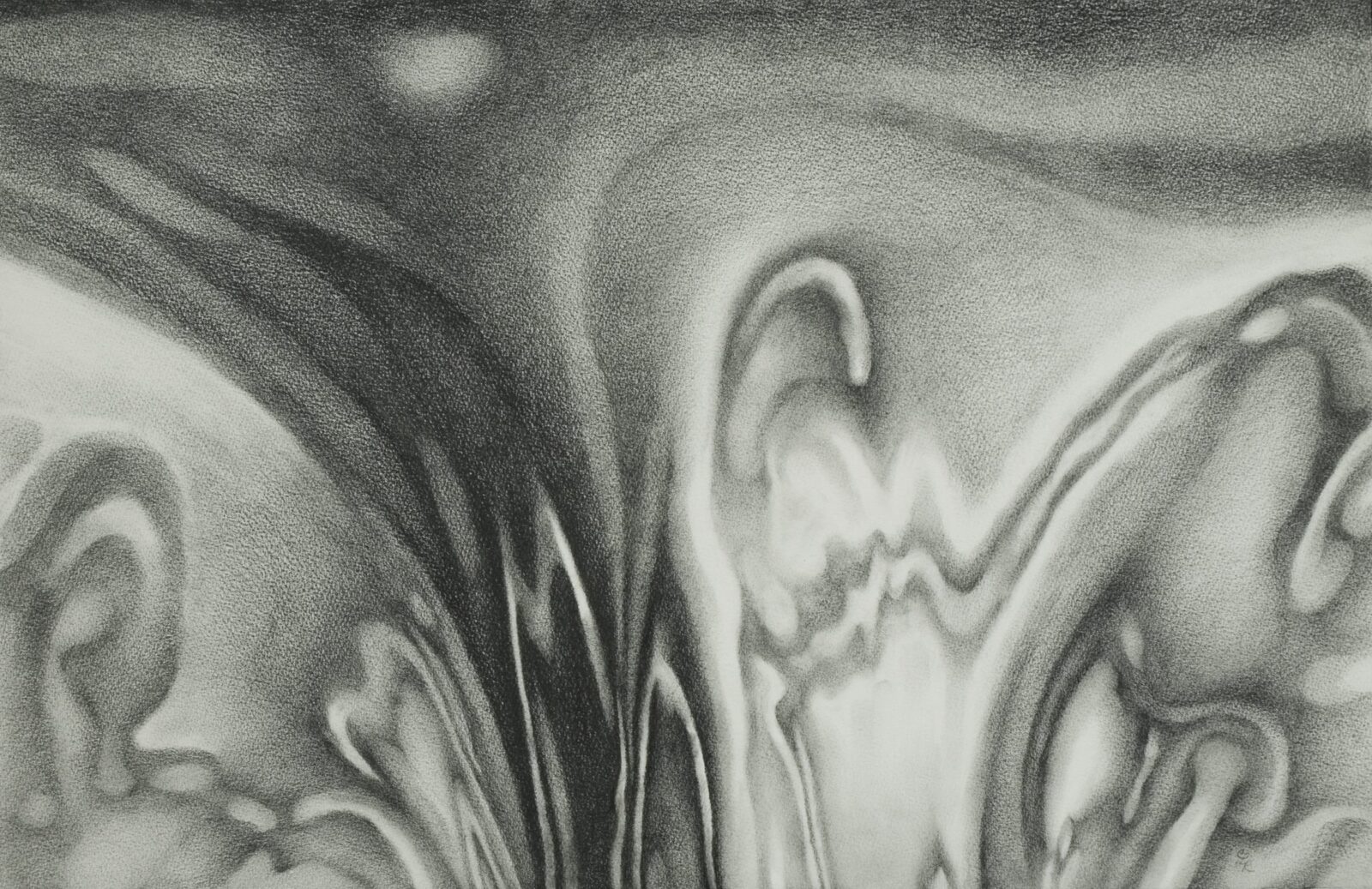 Abstract Graphite Drawing of a flowing figure-like image